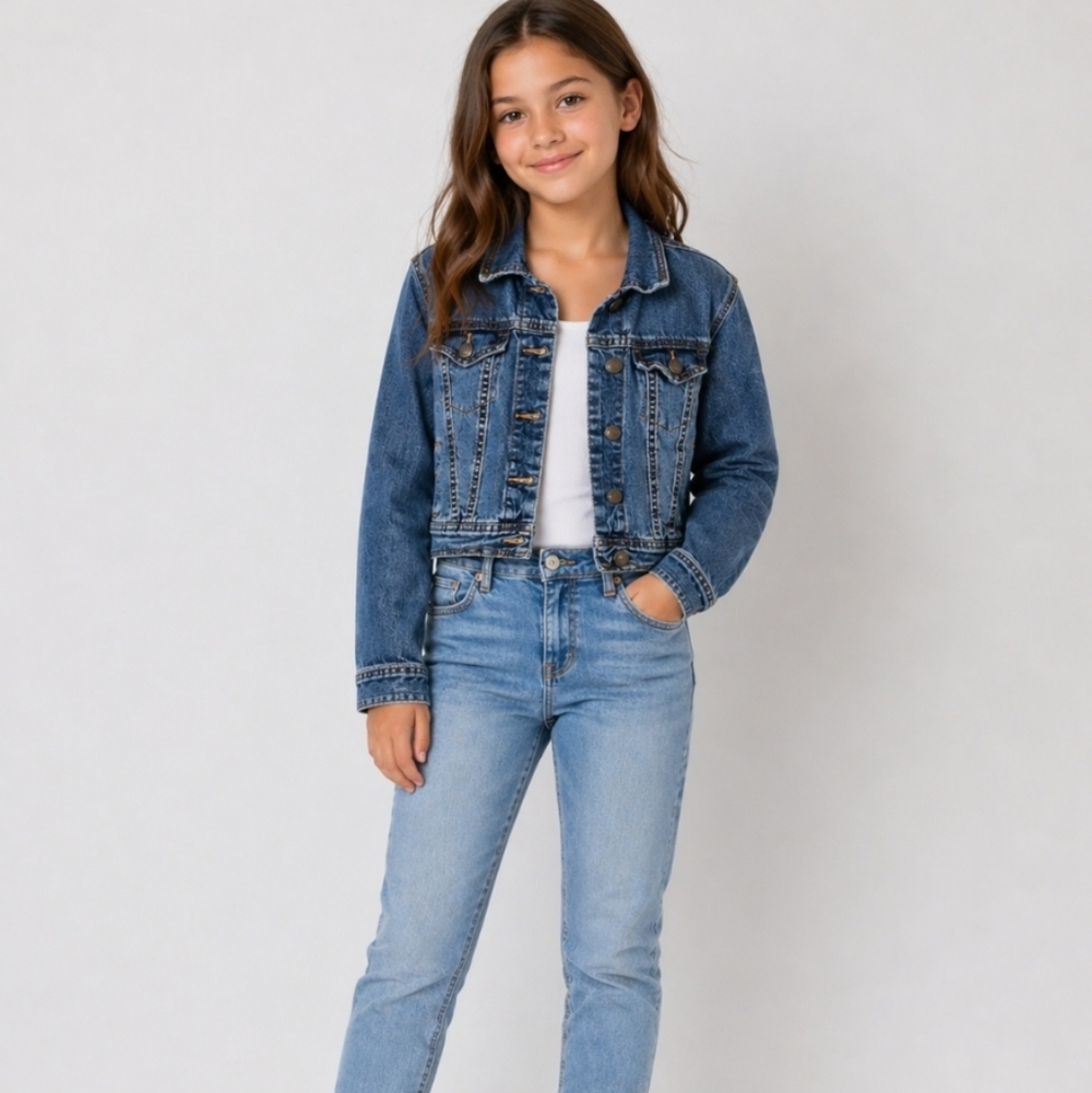 Old Navy small blue jean denim button up jacket